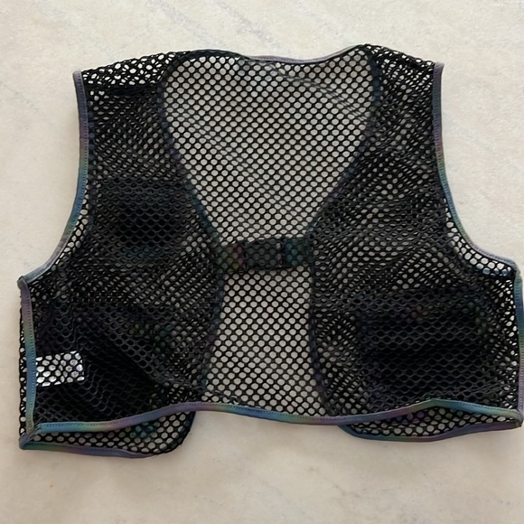 IHEARTRAVES Unisex Safety First Fishnet Rainbow Reflective Vest Small - Picture 3 of 3